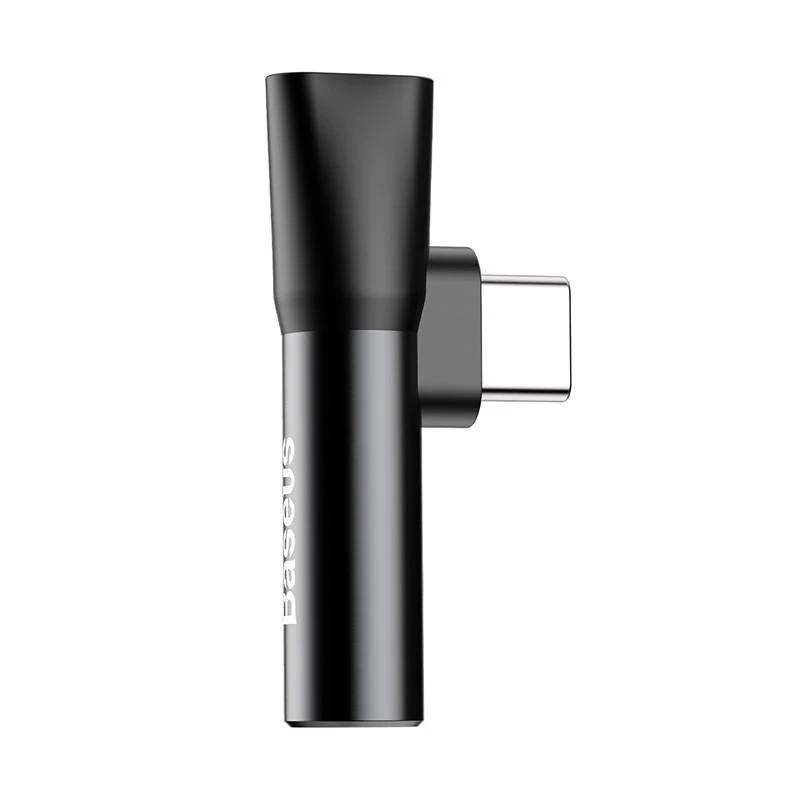 Baseus garso adapteris USB-C į Mini Jack 3,5 mm + USB-C (juodas)