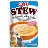 Šlapieji skanėstai katėms INABA Ciao Stew Vištiena ir Jūros šukutės maišelis 40 g – be grūdų, suaugusioms, mėsingi