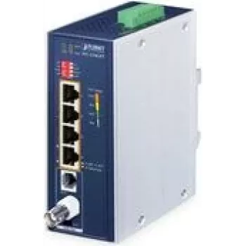 Tinklo siųstuvas-imtuvas PLANET IVC-234GPT – 4 prievadų 1G Ethernet PoE į VDSL2 plėstuvas, aliuminis/mėlyna