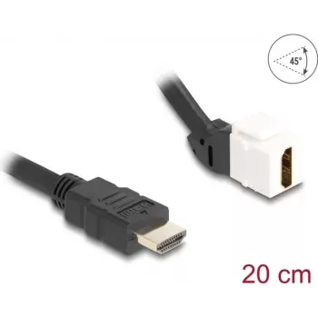DeLOCK Keystone modulis HDMI kištukas į lizdą 45° kampu 8K 60 Hz 20 cm juodas