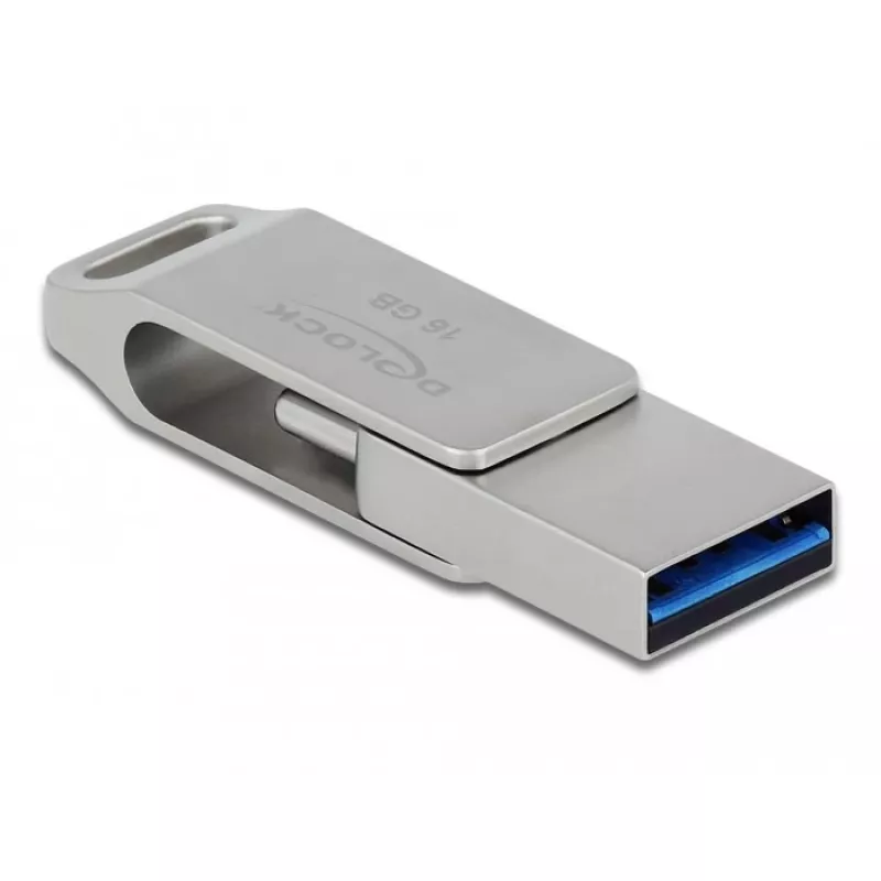 USB atmintukas DeLOCK 16GB USB-C / USB-A metalinis korpusas
