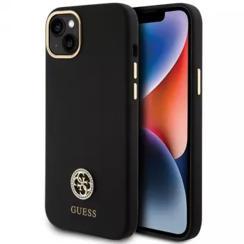 GUESS GUHCP15M4DGPK Dėklas nugarėlei, iPhone 15 Plus/14 Plus, TPU, Silikonas, Mikropluoštas, Juodas