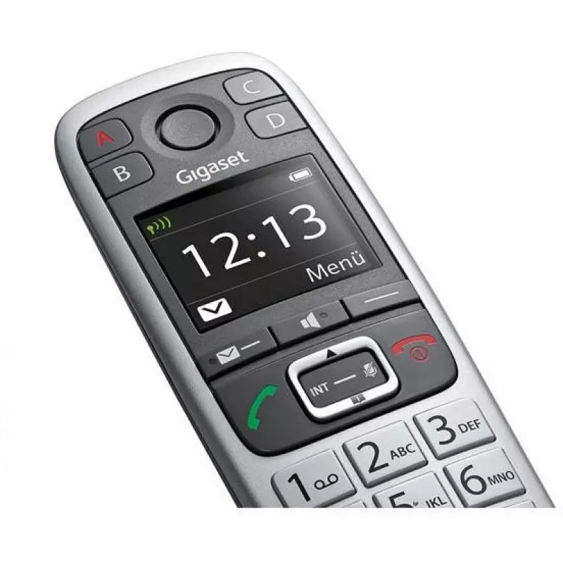 Gigaset E560 belaidis DECT telefonas su skambučio numerio atpažinimu, juodas/sidabrinis