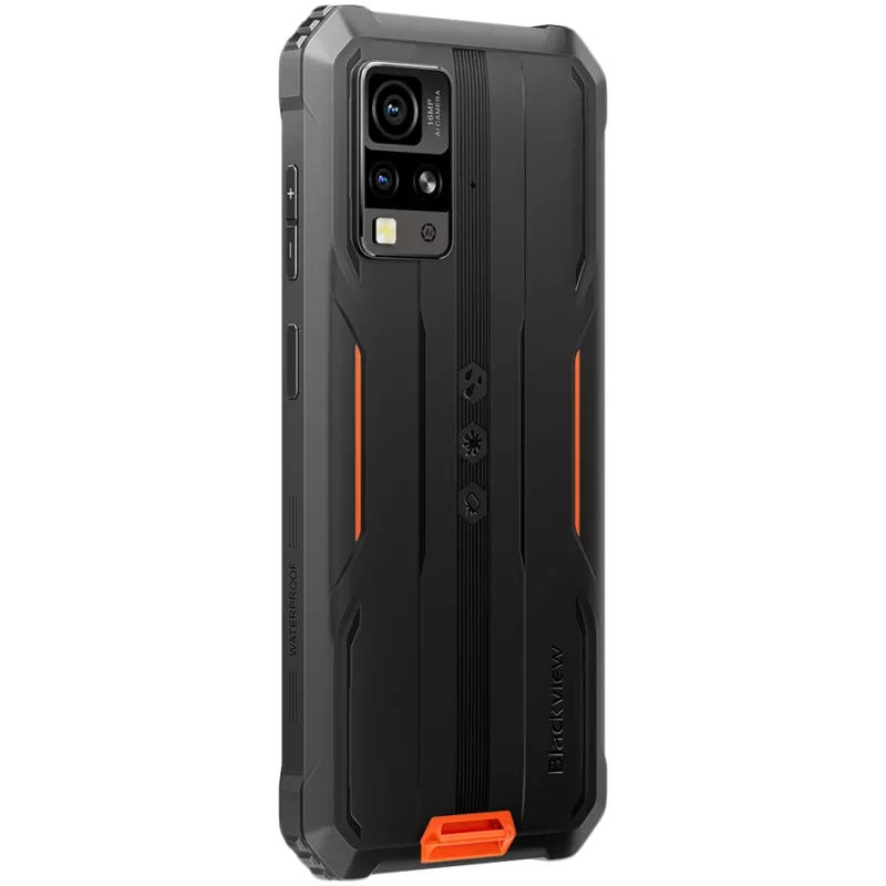 Nešiojamas atsparus telefonas Blackview BV4800SE LTE 6.56 inch HD+ IPS 90Hz 4GB+64GB UMS9320E aštuonių branduolių 1,8GHz 16MP+2MP galinė kamera NFC 5100mAh be įkroviklio Android 15 oranžinis