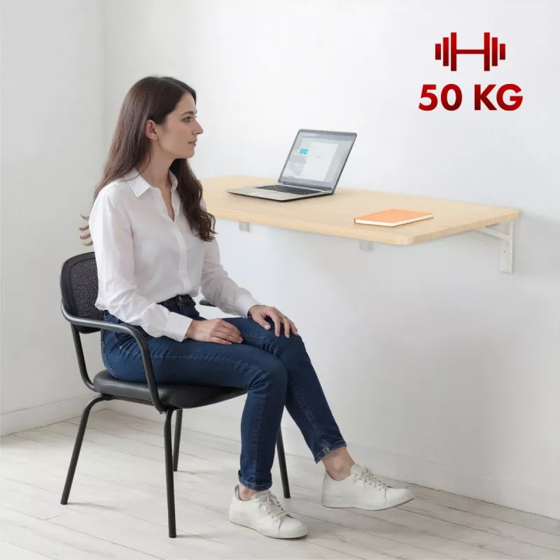 Sieninė sulankstoma lentyna MACLEAN MC-128 WD 100×40 cm medžio apdaila