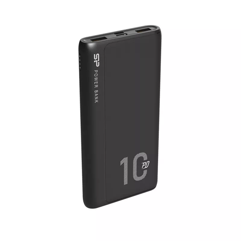 Nešiojamas įkroviklis Silicon Power QP15 10000 mAh, LiPo, 2x USB-A + 2x USB-C, Micro-USB įėjimas, juodas