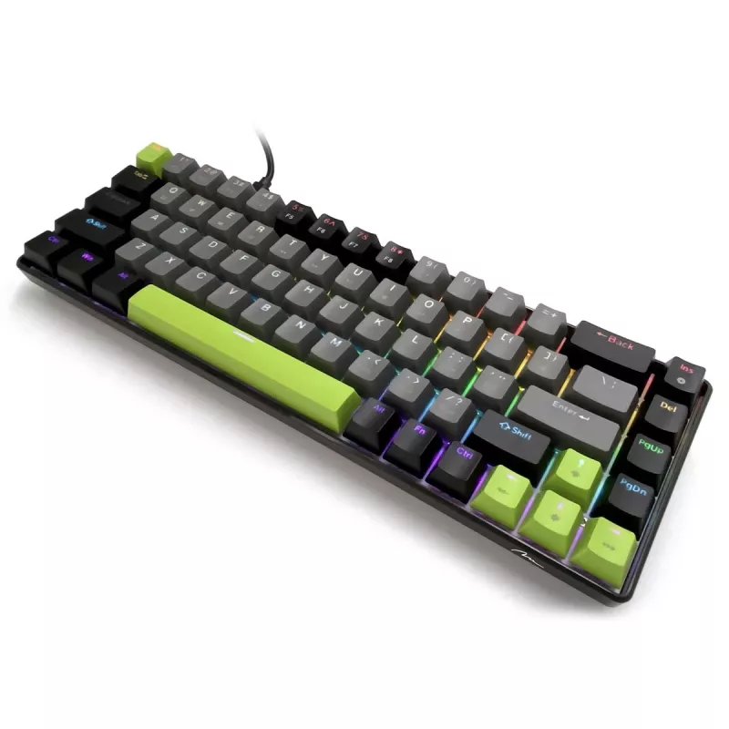 Mechaninė klaviatūra MEDIA-TECH MT1260 Red Core MX60, 60% formatai, CHERRY MX Red jungikliai, RGB foninis apšvietimas, USB, žalia