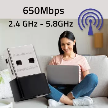 QOLTEC Ultra-Fast Wireless Mini USB Adapter Wi-Fi – belaidis USB adapteris