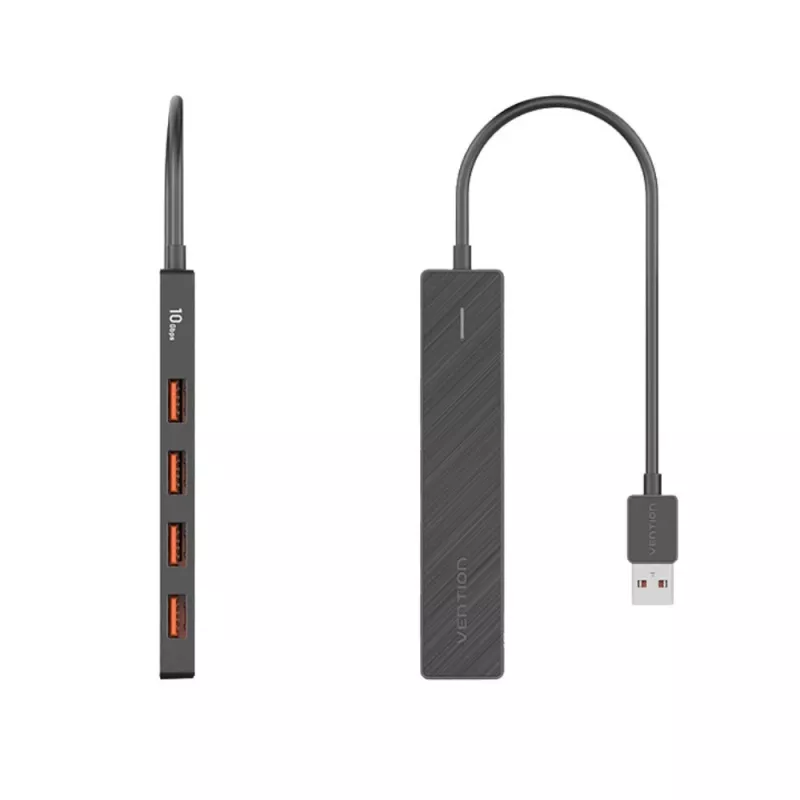 USB 3.2 Gen 2 5-in-1 Multiport Hub Vention CHOBB — 5 prievadai (4× USB 3.2 Gen 2 Type-A, 1× USB 3.2 Gen 1 Type-A), 0,15 m, ABS, juoda