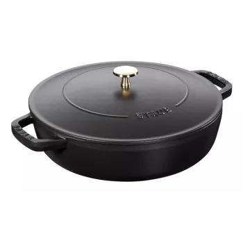 Sauté keptuvė ZWILLING STAUB BRAISERS apvali 28 cm, juoda, dugno skersmuo 22,2 cm
