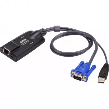 ATEN KA7570 USB KVM adapterio laidas (CPU modulis), PS/2, PS/2, VGA, juoda, mėlyna, metalinė, RJ-45