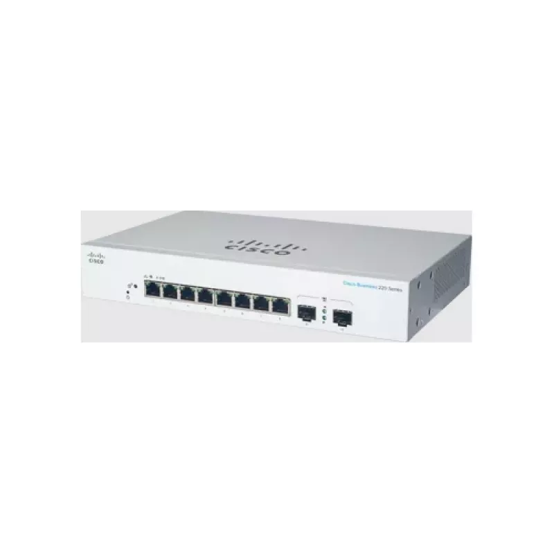 Valdomas L2 Gigabit Ethernet komutatorius Cisco CBS220-8T-E-2G — 8x RJ-45 10/100/1000, 2x SFP, 1U, 20 Gbit/s, 8192 MAC