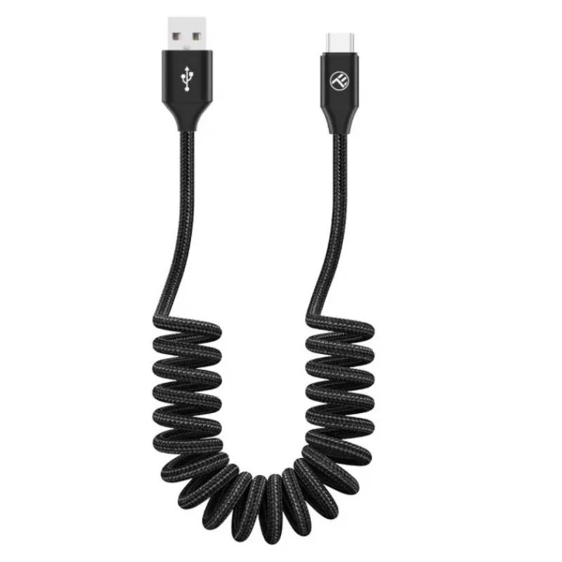 USB į USB-C duomenų laidas Tellur ištraukiamas 3A 1,8 m juodas