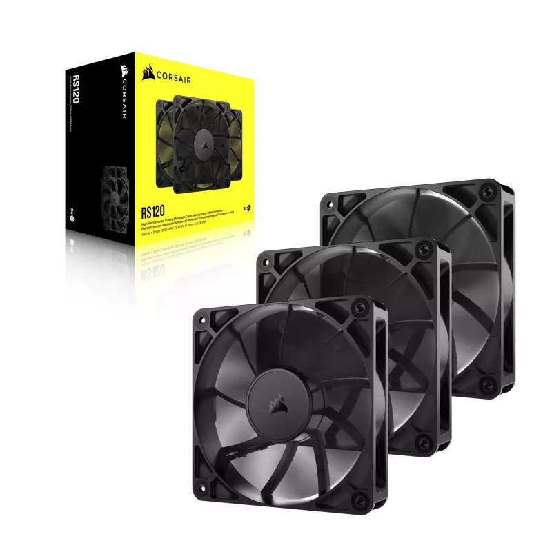 Ventiliatorių rinkinys Corsair RS120 12 cm juodas 420-2100 RPM 3 vnt.