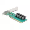 DELOCK PCIe x16 bifurkacijos kortelė 4× vidiniams SFF-8643 NVMe, low-profile