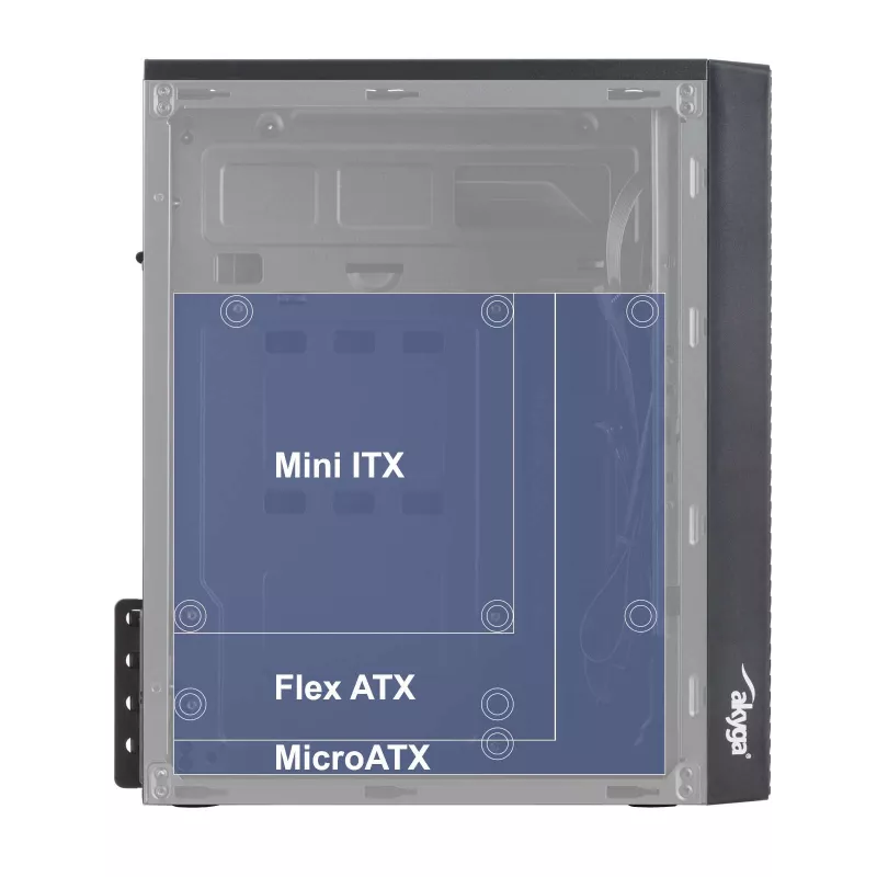 Akyga AK36BK Micro ATX kompiuterio korpusas, Micro ATX / Flex ATX / Mini ITX, USB 3.0 + USB 2.0, be maitinimo bloko, juodas