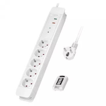LogiLink LPS402 ilgintuvas 1,5 m 5 kištukinių lizdų vidaus naudojimui baltas