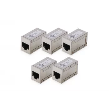 Digitus CAT 6 modulinės jungtys ekranuotos 5 vnt. RJ-45 auksuoti kontaktai sidabrinės