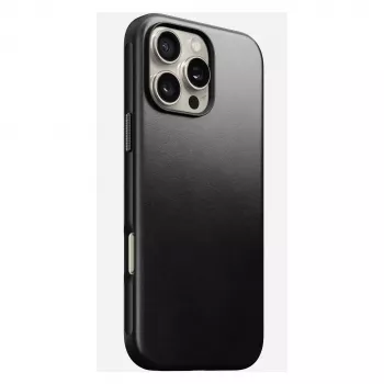 Telefono dėklas Nomad Modern Leather Case, skirtas iPhone 16 Pro Max, 6,9 colio (17,5 cm), juodos spalvos, oda+PC+TPU