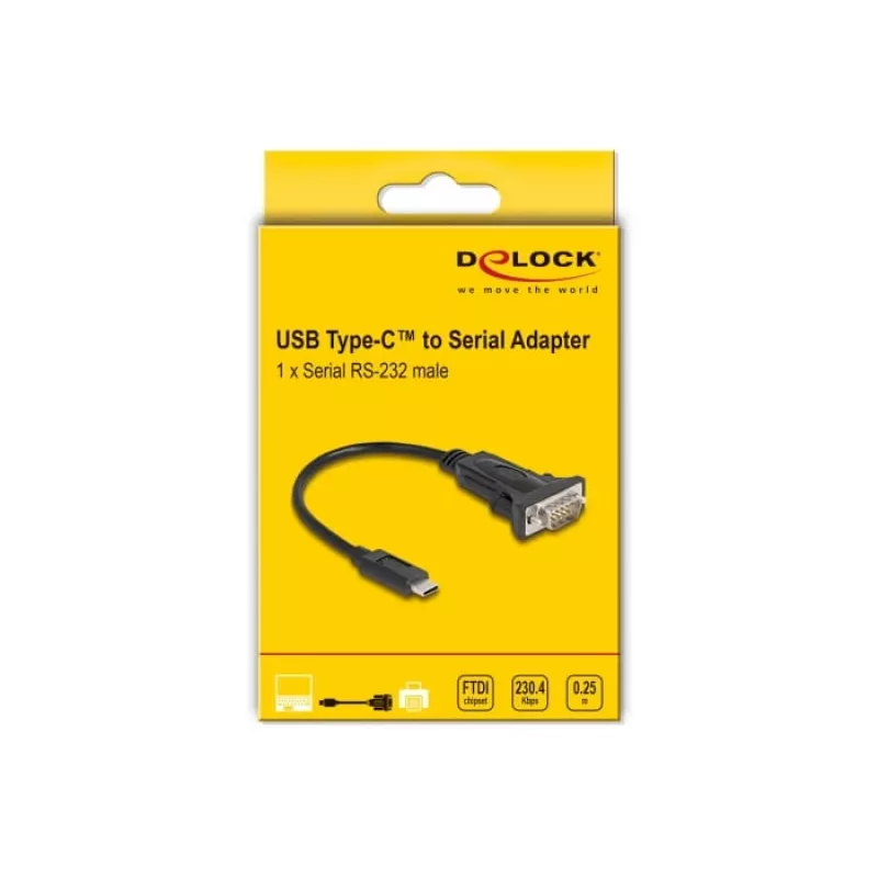 DeLOCK adapteris USB Type-C į RS-232 D-Sub 9 kištukas 0,25 m