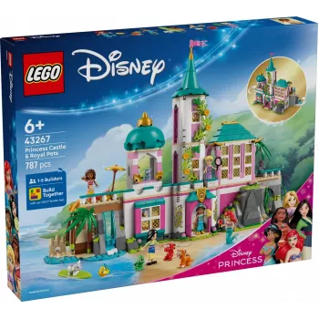 LEGO Disney Princess Pilies ir karališkų augintinių statybų rinkinys 43267 — 787 dalys, 5 minifigūrėlės, nuo 6 metų, 320×460×100 mm