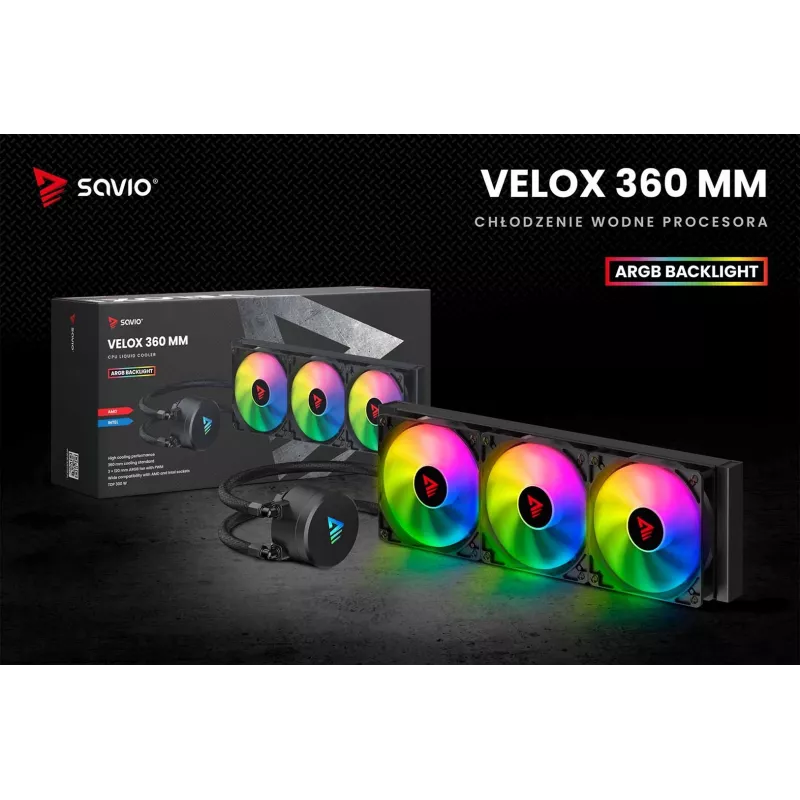 SAVIO VELOX 360 mm skysčio aušintuvas procesoriui su ARGB