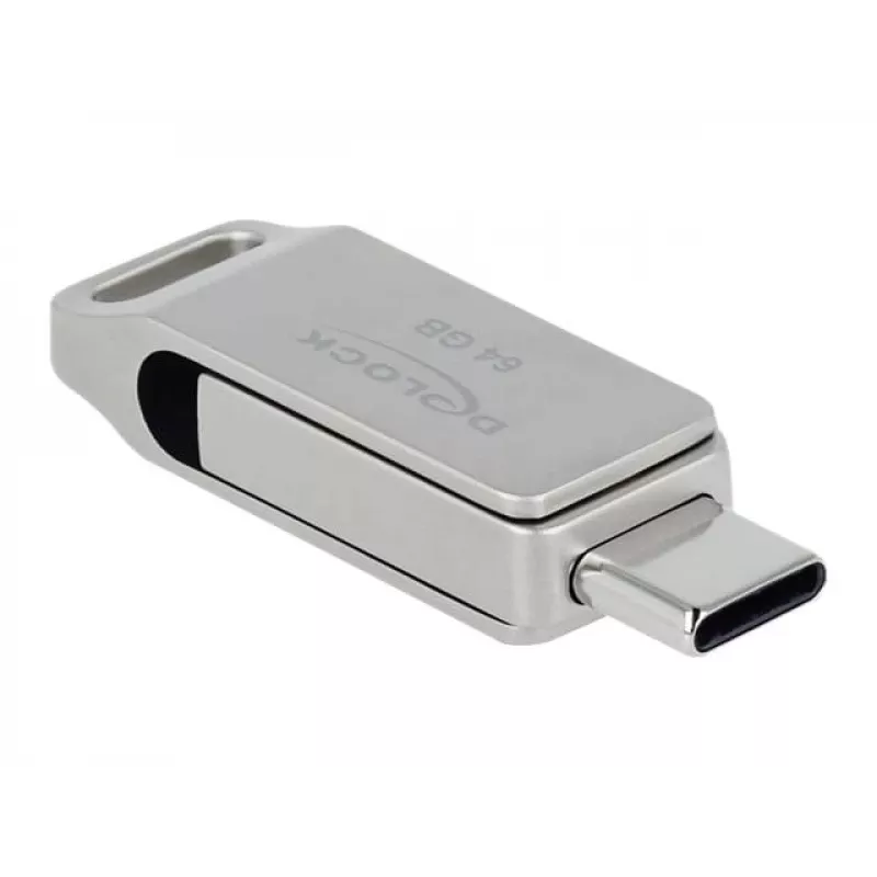 USB atmintukas DeLOCK 64GB USB-C / Type-A sukamas metalinis korpusas