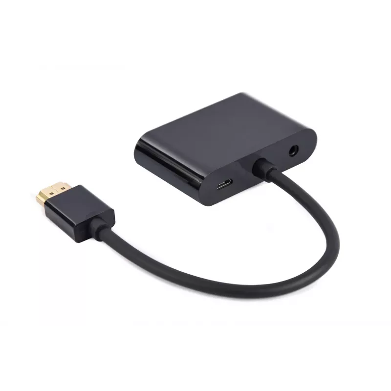 Gembird A-HDMIM-HDMIFVGAF-01 adapteris HDMI kištukas–HDMI lizdas + VGA lizdas su garsu ir papildomu maitinimo lizdu