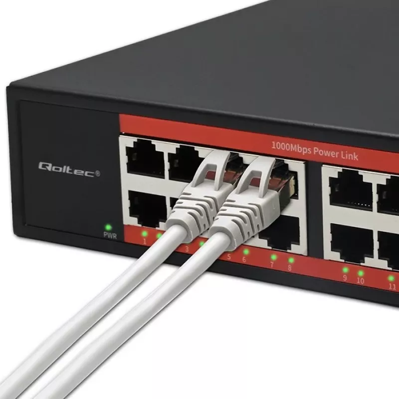 Tinklo jungiklis QOLTEC 52364 – Gigabit Ethernet PoE 16xRJ45, 2xSFP