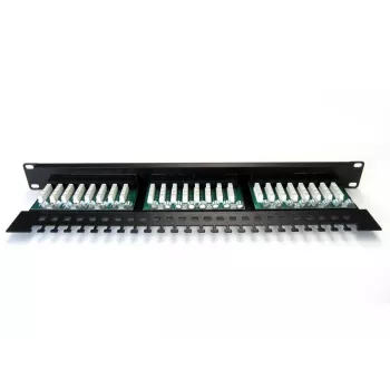 Digitus DN-91524U-EC 19" 24 prievadų Cat5e U/UTP komutacinis skydelis, 1U, su kabelių atrama, juodas