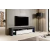 TV stovas Cama Meble TORO 200 2000×350×410 mm, pilkas stalviršis iš medžio drožlių plokštės, pilkai/baltas blizgesys