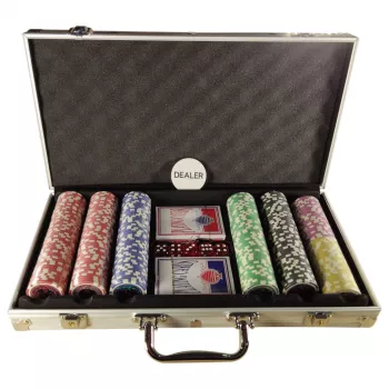 Extralink Pokerio rinkinys Premium 300 žetonų, 2 kaladės ir kauliukai dėkle