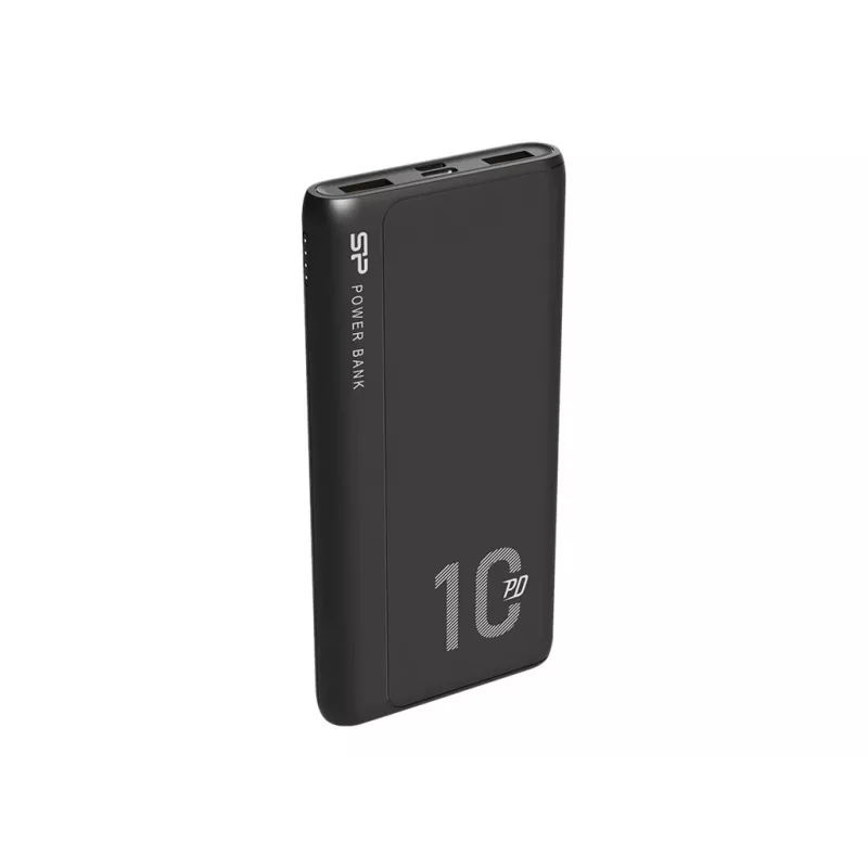Nešiojamas įkroviklis Silicon Power QP15 10000 mAh, LiPo, 2x USB-A + 2x USB-C, Micro-USB įėjimas, juodas