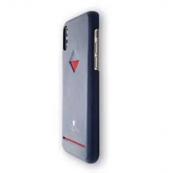 VixFox dėklas su kortelių kišene iPhone XSMAX, tamsiai mėlynas, nugara su integruota kortelių laikykle