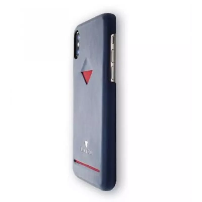 VixFox dėklas su kortelių kišene iPhone XSMAX, tamsiai mėlynas, nugara su integruota kortelių laikykle