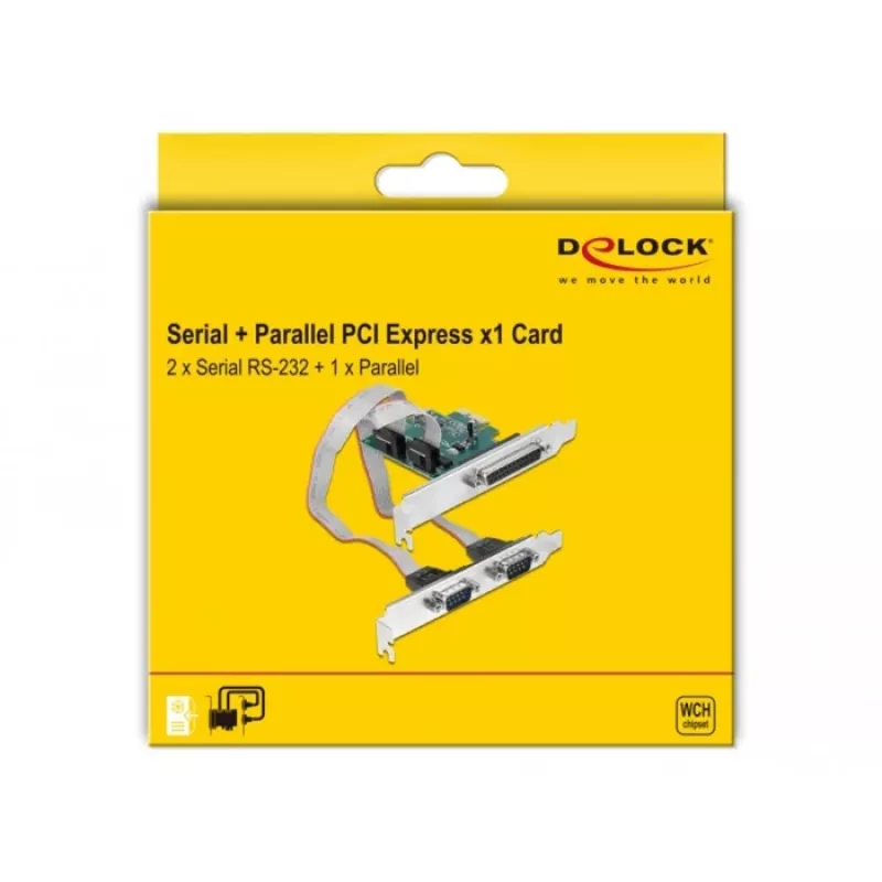 DeLOCK PCIe 1.1 Low-Profile adapteris lygiagrečiam ir nuosekliam prievadui – 1x LPT + 2x RS-232 (90413)