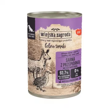 WIEJSKA ZAGRODA Forest Flavours Šunų šlapias ėdalas su stirniena ir putpele – 400g