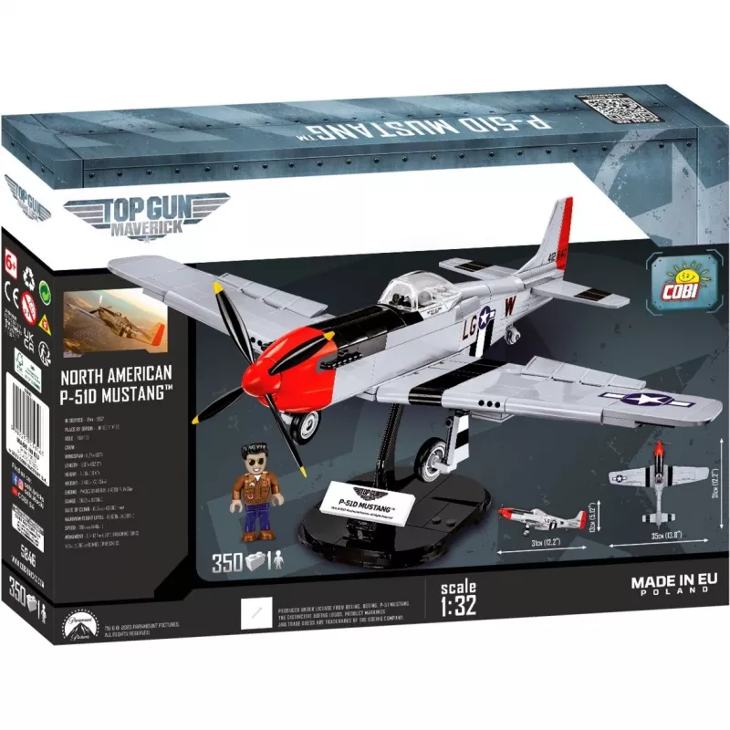 Konstrukcinis žaislas Top Gun Maverick P51D Mustang, mastelis 1:32, COBI