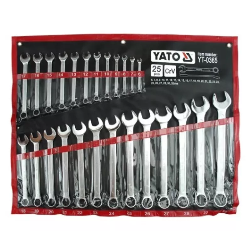 Kombinuoti plokščiai žiediniai raktai 6-32 mm, 25 vnt., Yato YT-0365