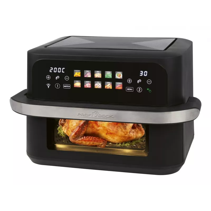Kaitvėjo gruzdintuvė ProfiCook PC-FR 1313 H — 10 l, 2400 W, 10 programų, liečiamasis valdymas, nerūdijantis plienas/juoda