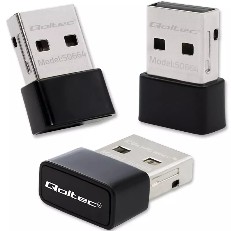 QOLTEC Ultra-Fast Wireless Mini USB Adapter Wi-Fi – belaidis USB adapteris