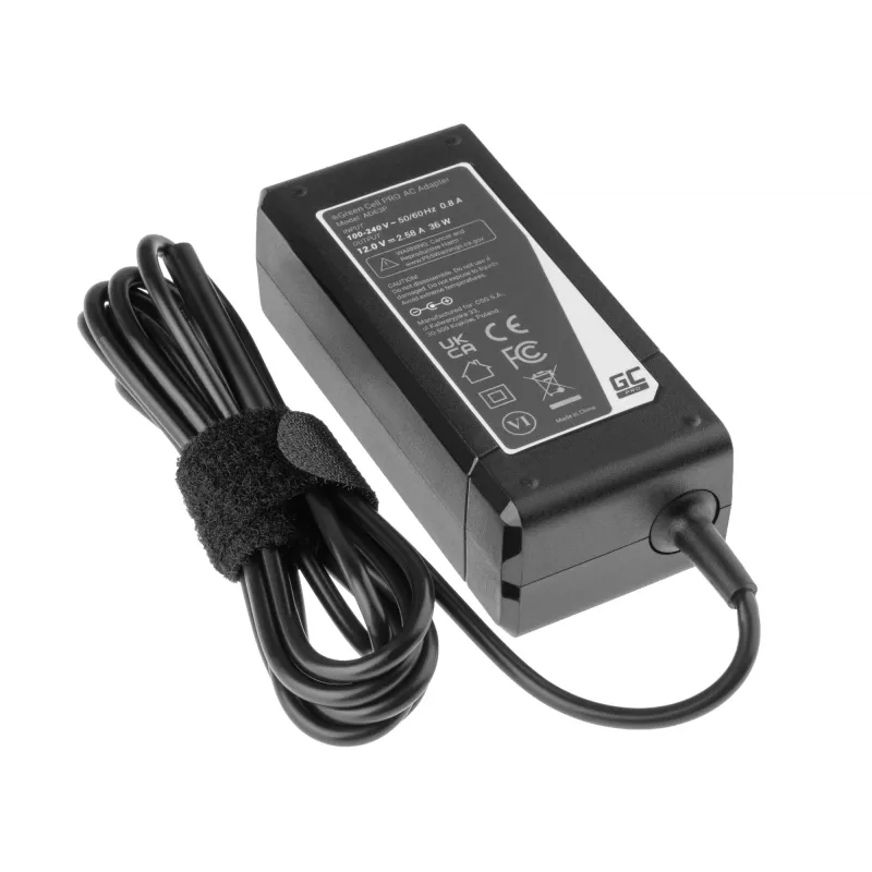 Maitinimo adapteris Green Cell AD63P 36W 12V 2.58A vidaus naudojimui, nešiojamam kompiuteriui, juodas