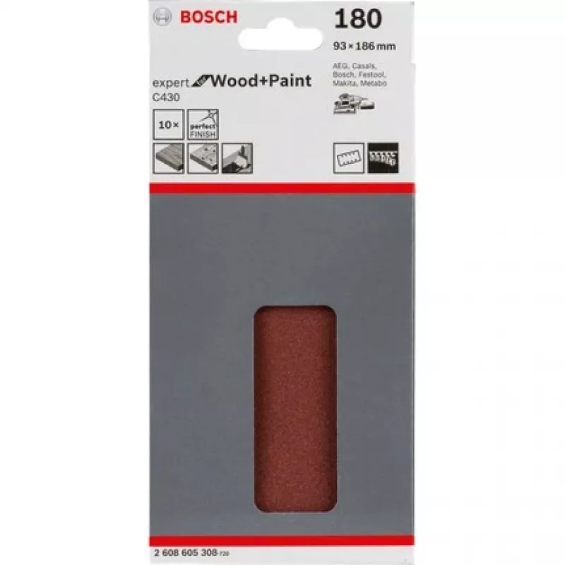 Bosch C430 Expert šlifavimo lapelis medienai ir dažams, smulkus grūdėtumas P180