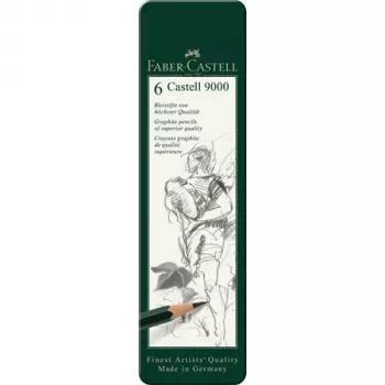 Grafitinis pieštukas Faber-Castell 9000 Green Wood 6 vnt.