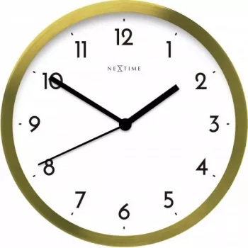 NeXtime sieninis laikrodis 2523gw arabiški skaičiai, Ø44 cm, auksinis/ baltas