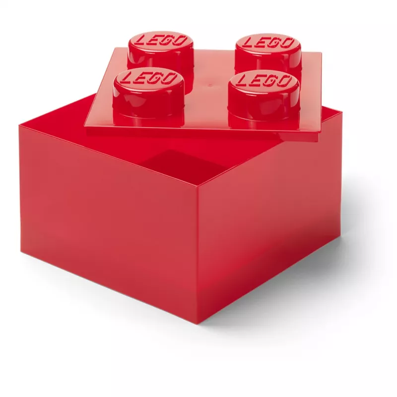 LEGO Storage Brick 4 laikymo dėžė su dangčiu, raudona permatoma