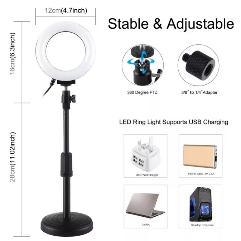 Puluz PU391 LED žiedinė lempa su reguliuojamu pagrindu