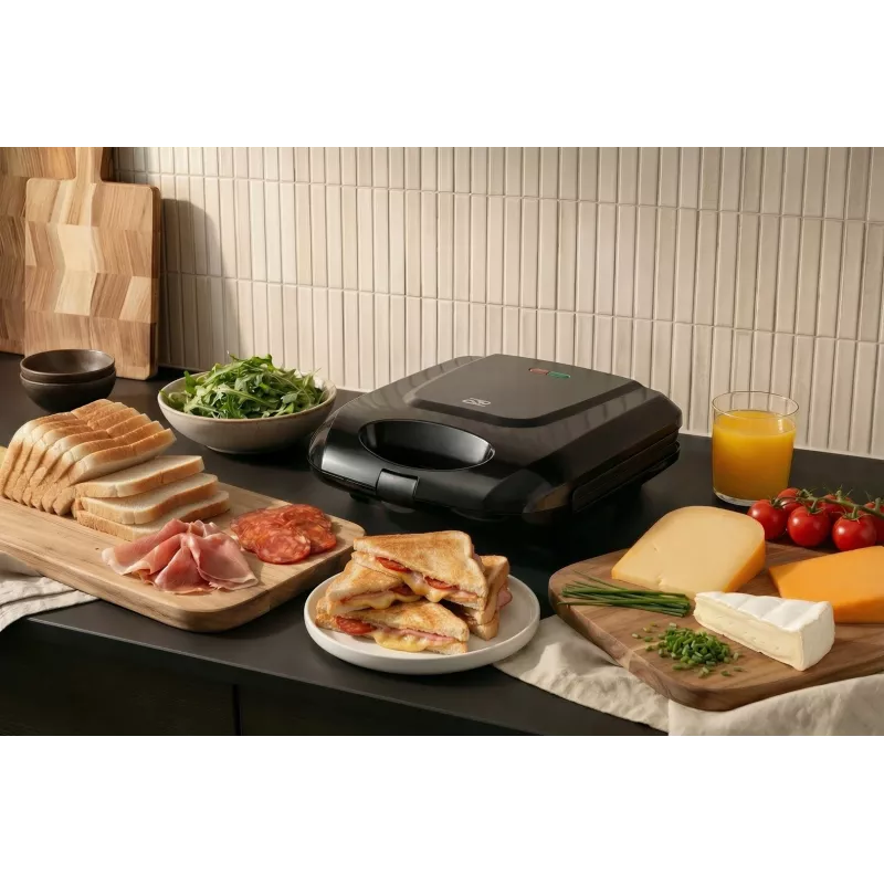 Promis STP 25 XXL sumuštinių keptuvė, 4 sumuštiniai, 1400 W, juoda