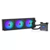 Skysčio aušintuvas ENDORFY Navis F360 ARGB Juodas – 360 mm radiatorius, 3x 120×25 mm ventiliatoriai, 250–1800 RPM, siurblys 1600–2600 RPM, LGA 1700/AM5/AM4