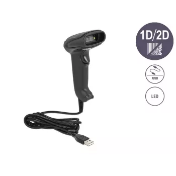 Nešiojamas brūkšninių kodų skaitytuvas DeLOCK USB 1D 2D vokiška versija